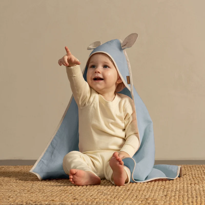 Babyhandtuch aus Leinen mit Ohren