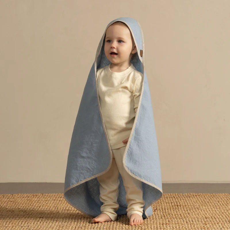 Leinen Kapuzen-Badetuch für Babys
