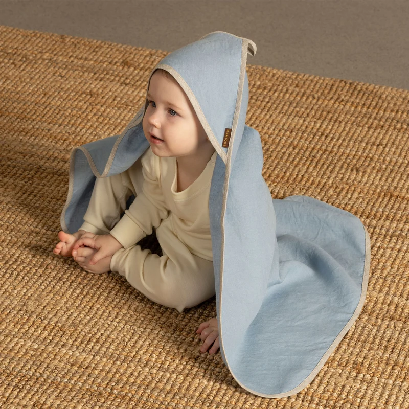 Leinen Kapuzen-Badetuch für Babys