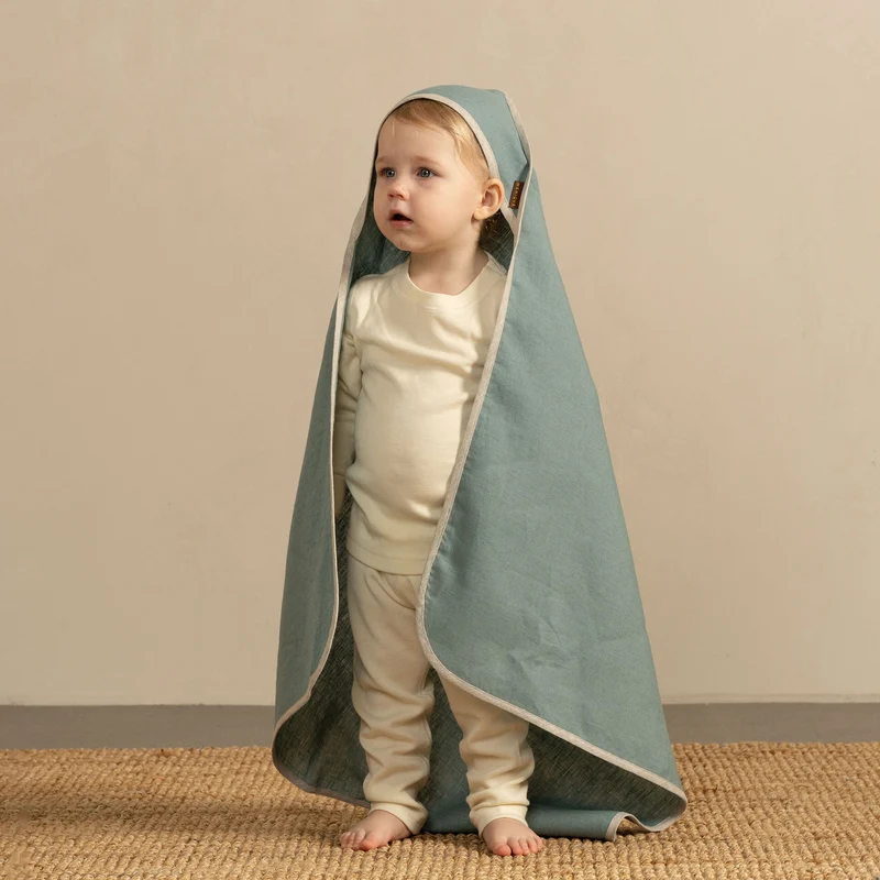 Leinen Kapuzen-Badetuch für Babys