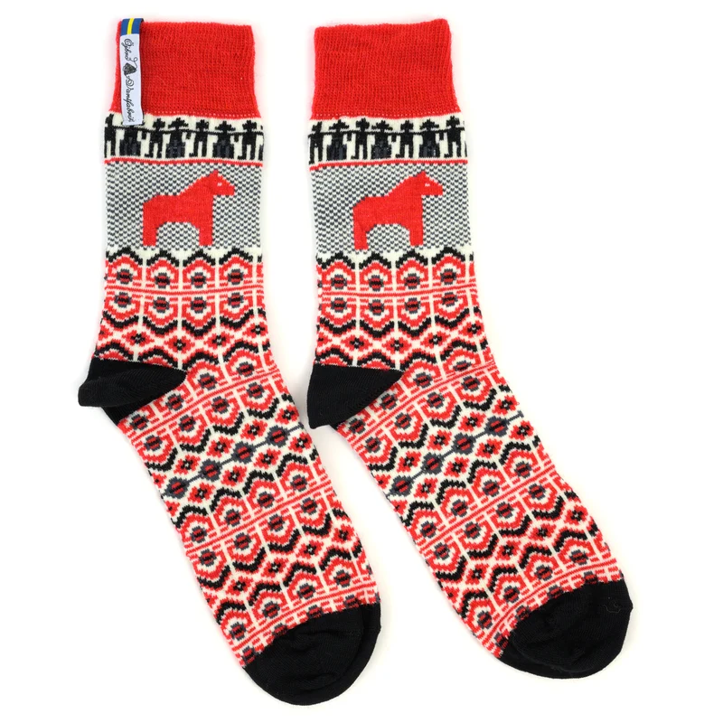 Merino-Wollsocken "DALARNA RÖD"