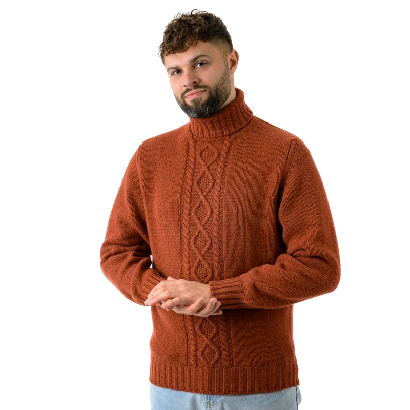 Herren-Rollkragenpullover mit Zopfmuster