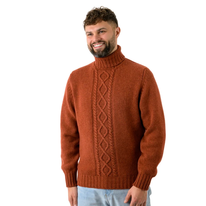 Herren-Rollkragenpullover mit Zopfmuster