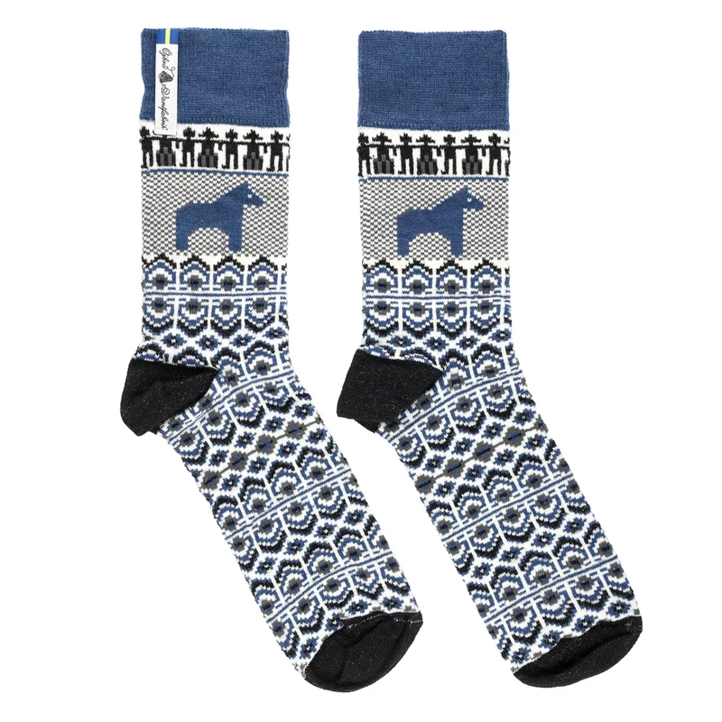 Merino-Wollsocken "DALARNA BLA"