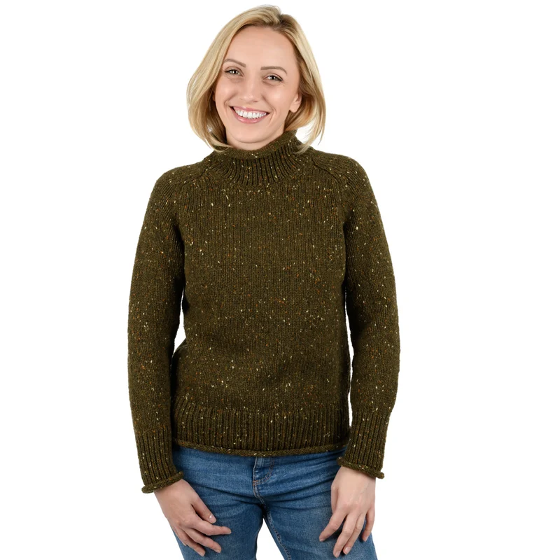Donegal-Fleck Pullover “LENA“ mit Trichterkragen