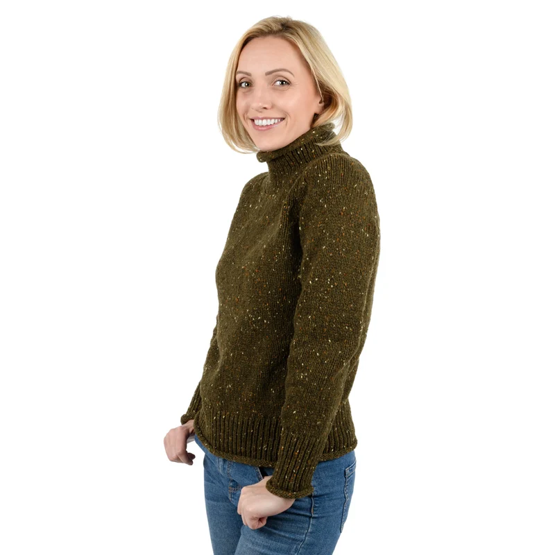 Donegal-Fleck Pullover “LENA“ mit Trichterkragen