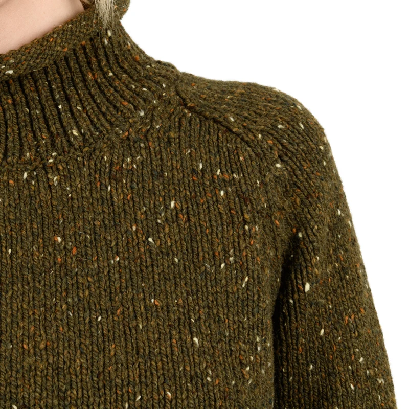 Donegal-Fleck Pullover “LENA“ mit Trichterkragen