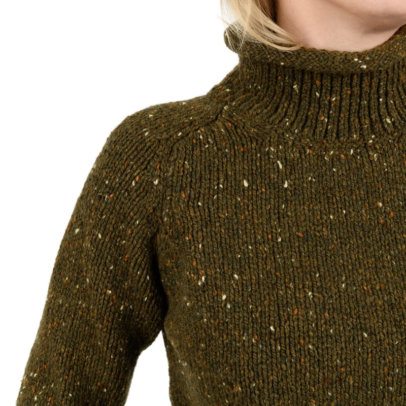 Donegal-Fleck Pullover “LENA“ mit Trichterkragen