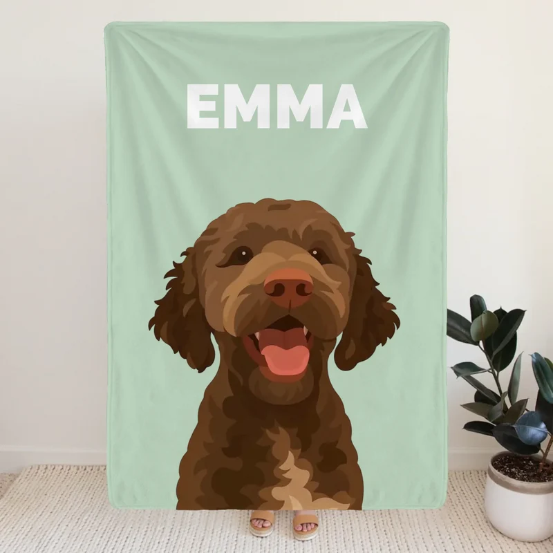 Personalisierte Kuscheldecke mit Hunde-Illustration