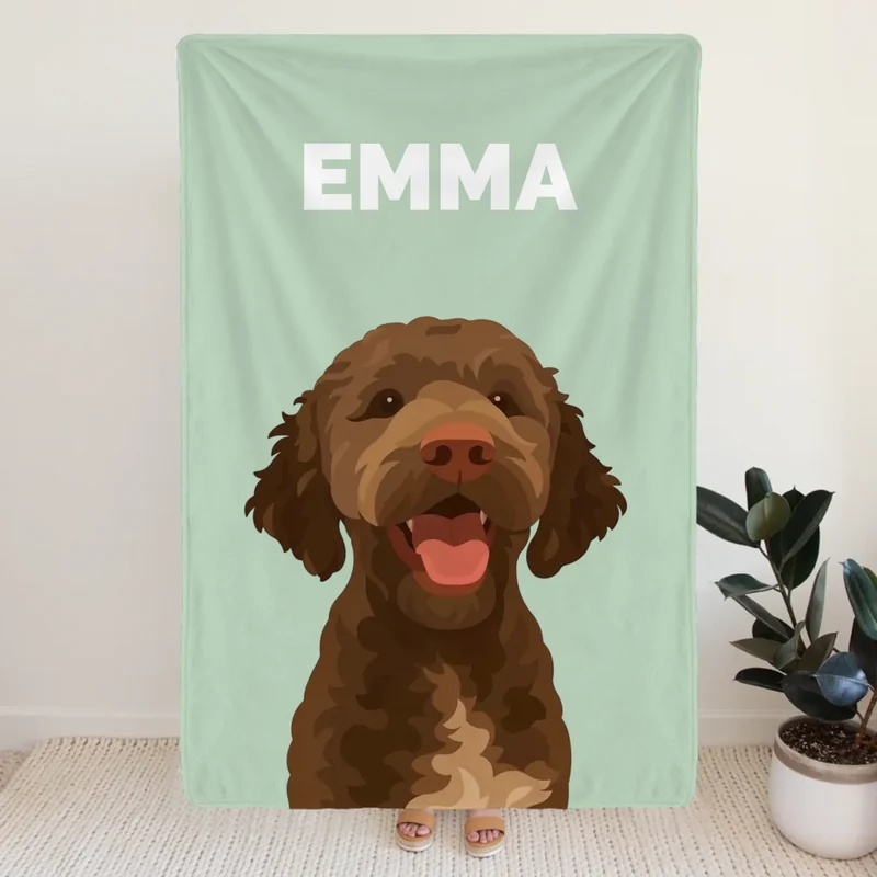 Personalisierte Kuscheldecke mit Hunde-Illustration