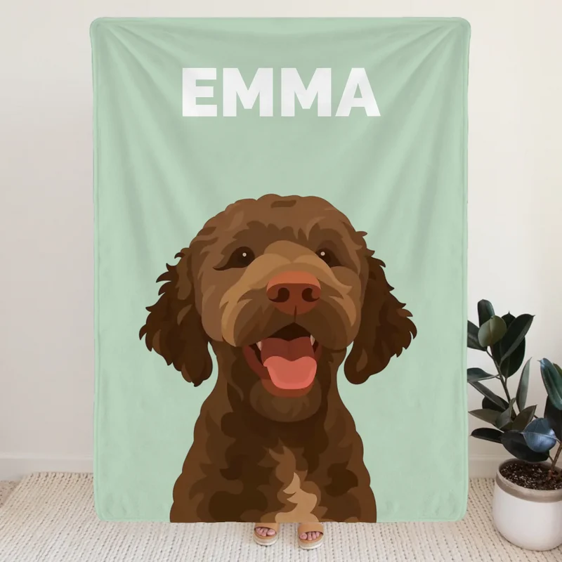 Personalisierte Kuscheldecke mit Hunde-Illustration