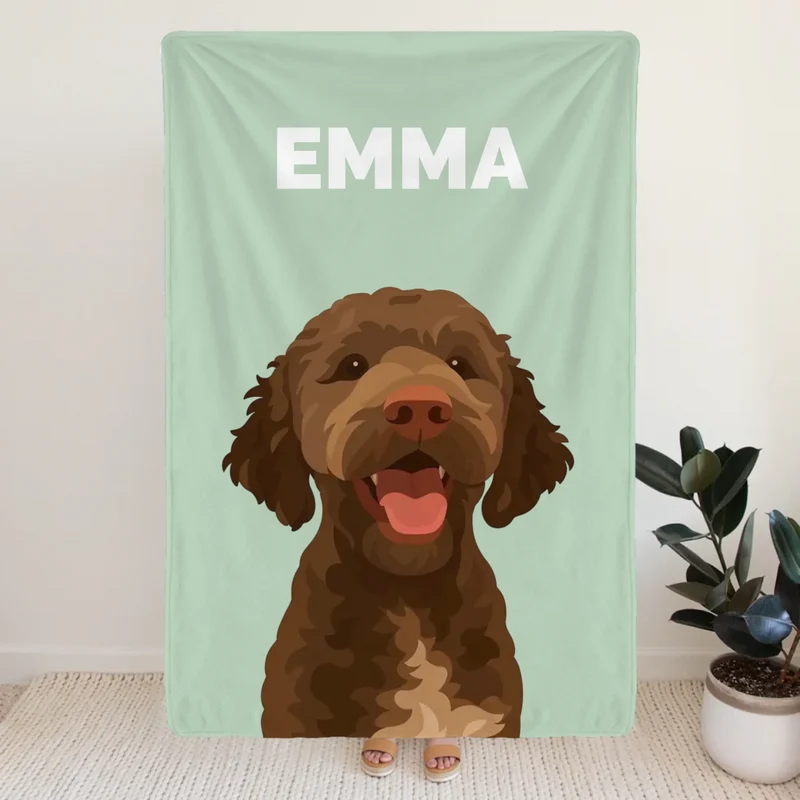 Personalisierte Kuscheldecke mit Hunde-Illustration