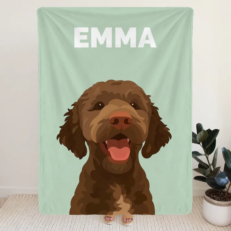 Personalisierte Kuscheldecke mit Hunde-Illustration