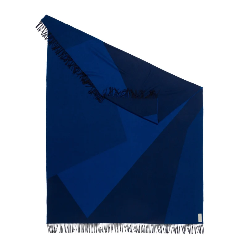 Wolldecke Merino und Cashmere "Geometric Planes x Blue"