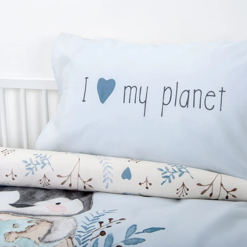 Kinderbettwäsche mit Namen bestickt - Motiv Pinguin - 100x135cm - 100% Baumwolle