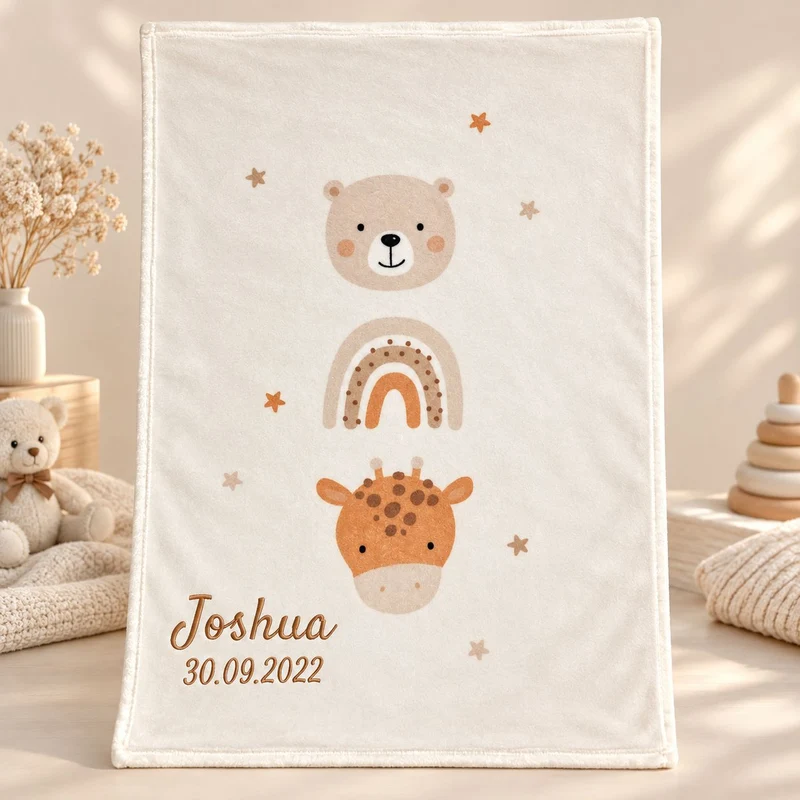 Little Friends Babydecke mit Namen bestickt 75x100cm