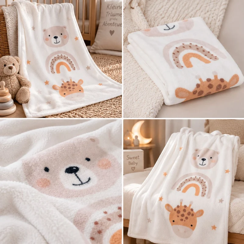 Little Friends Babydecke mit Namen bestickt 75x100cm