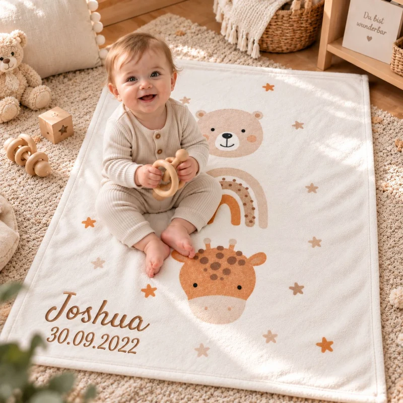 Little Friends Babydecke mit Namen bestickt 75x100cm