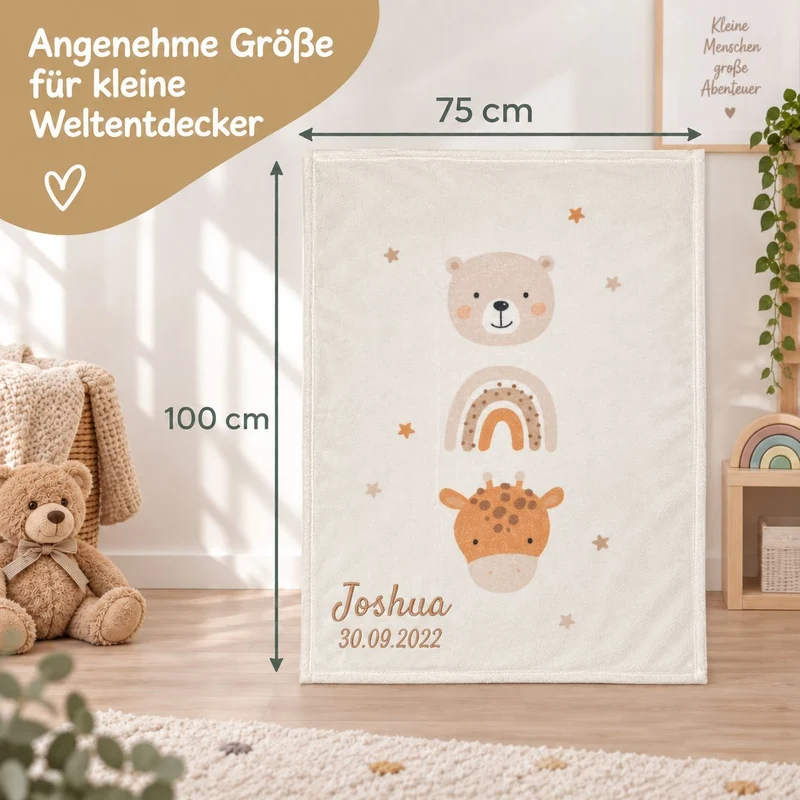 Little Friends Babydecke mit Namen bestickt 75x100cm