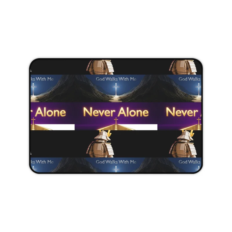 Never Alone Desk Mat — Christian Faith Prayer Desk Mat with Cross & Shepherd Design