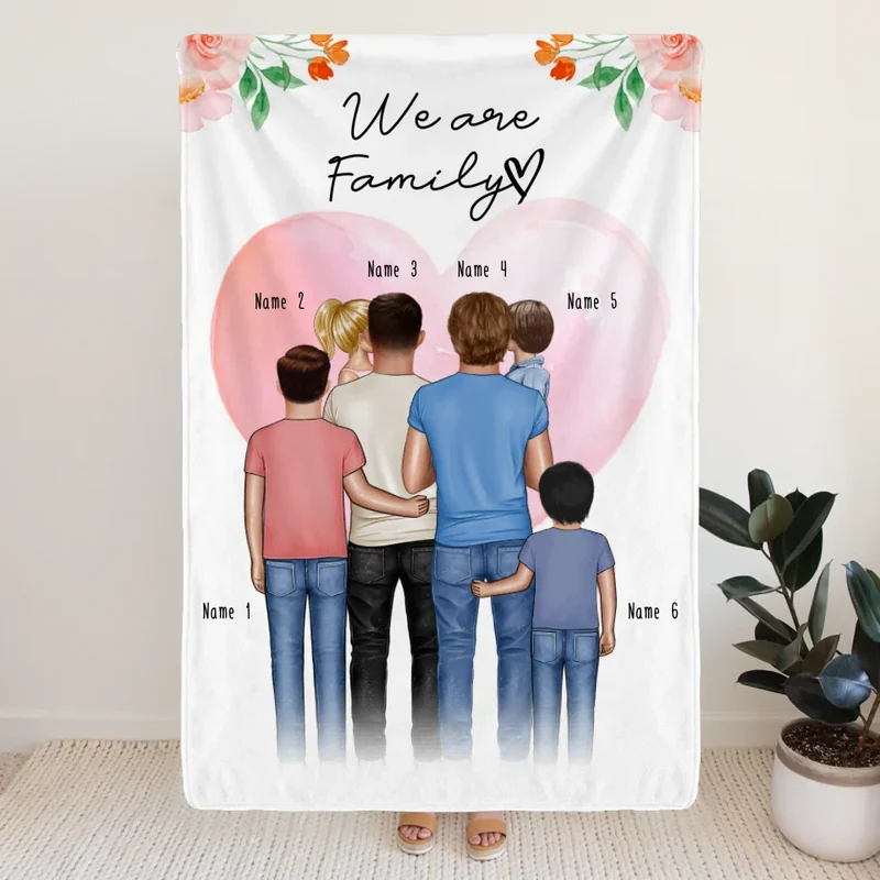 Personalisierte Decke - Familie (schwul/gleichgeschlechtlich) + 1-4 Kinder