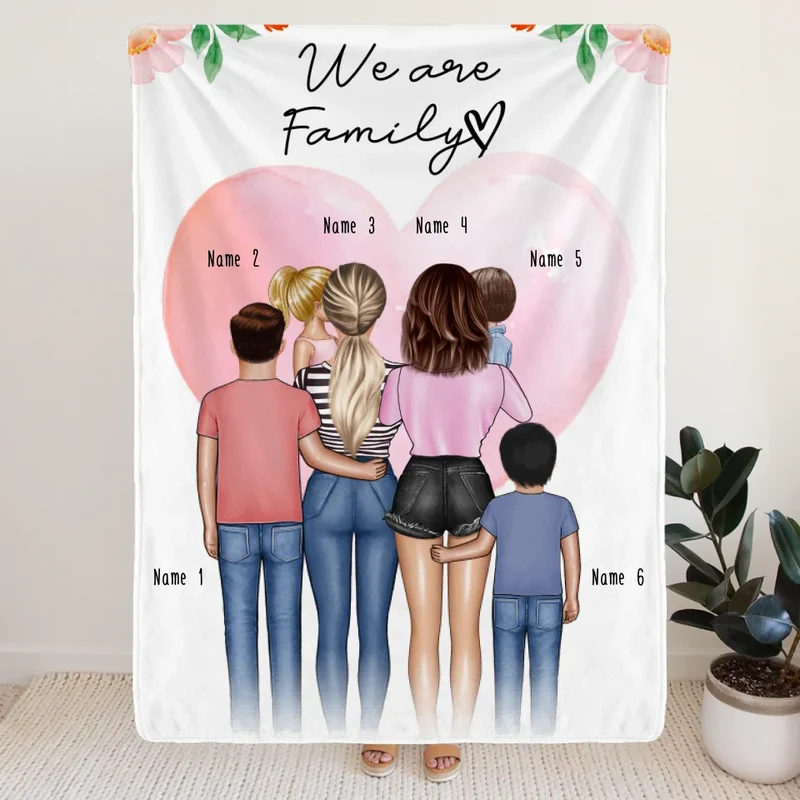 Personalisierte Decke - Familie (lesbisch/gleichgeschlechtlich) + 1-4 Kinder