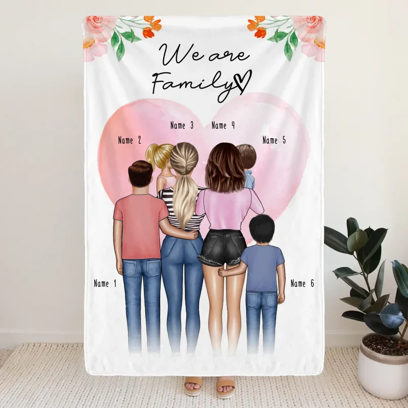 Personalisierte Decke - Familie (lesbisch/gleichgeschlechtlich) + 1-4 Kinder