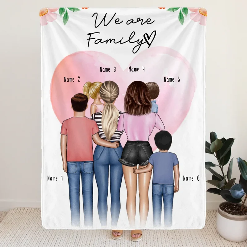Personalisierte Decke - Familie (lesbisch/gleichgeschlechtlich) + 1-4 Kinder