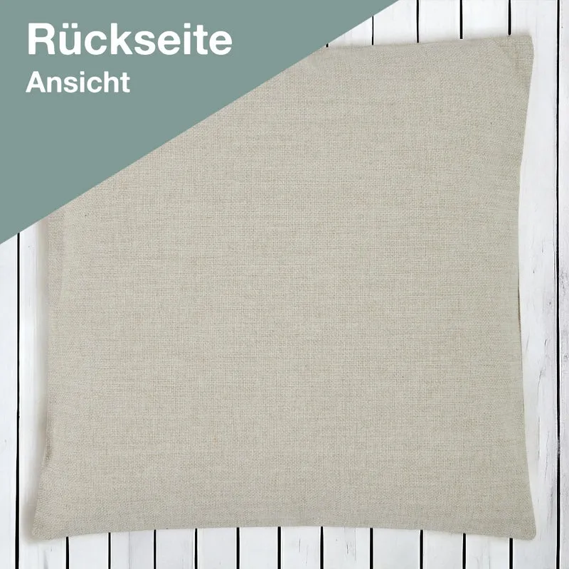 Wolimbo WSD Kissen mit Namen natur 40x40cm Regenbogen - Leinen-Optik