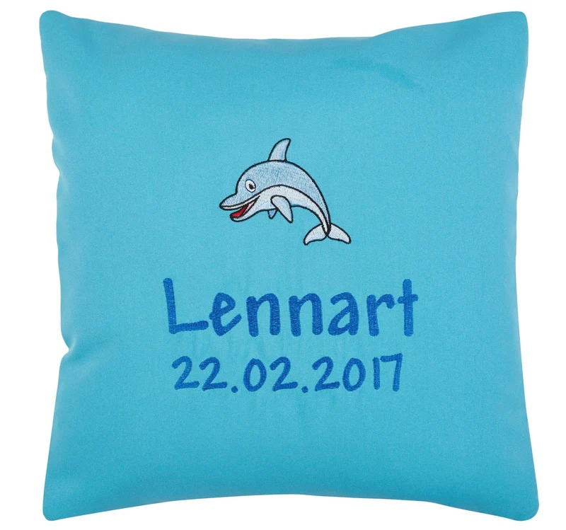 Kissen bestickt mit Namen Text oder Motiv 40x40cm Bezug Polyester