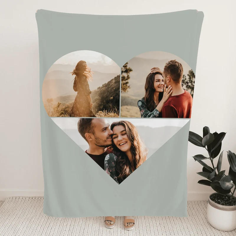 Personalisierte Decke - Paar Herz Kollage