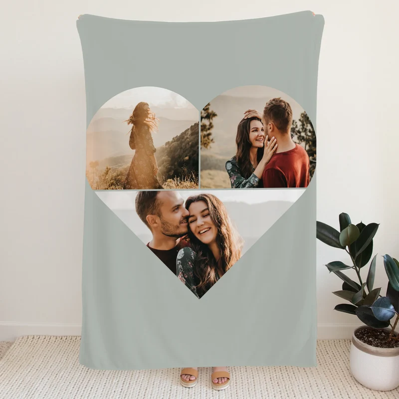 Personalisierte Decke - Paar Herz Kollage