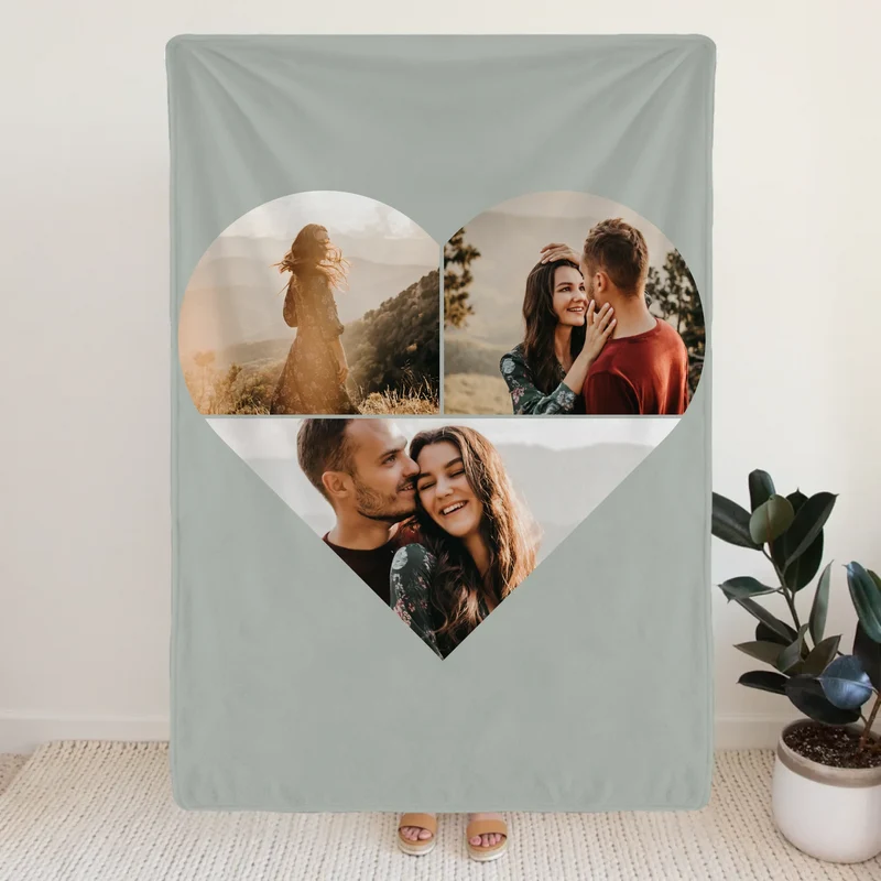 Personalisierte Decke - Paar Herz Kollage