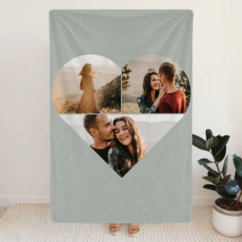 Personalisierte Decke - Paar Herz Kollage