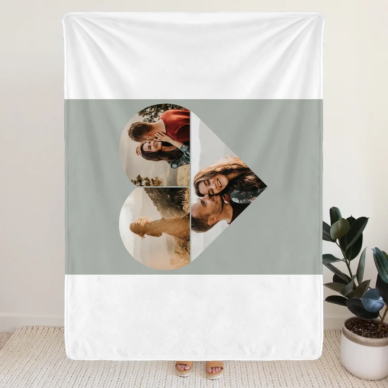 Personalisierte Decke - Paar Herz Kollage