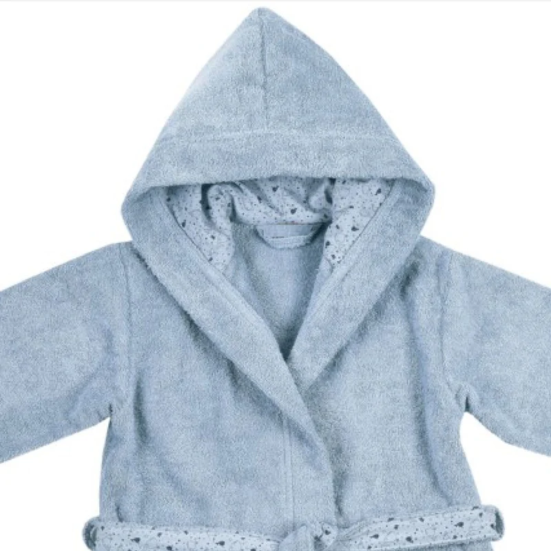 Kinderbademantel mit Namen und Motiv Wal stahlblau