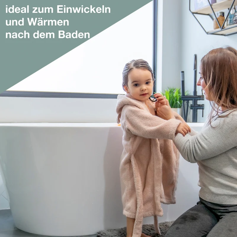 Kinderbademantel mit Namen und Motiv Lamas altrosa