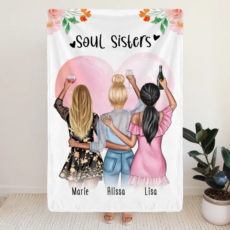 Personalisierte Decke - Beste Freundinnen (3 Freundinnen) - Best Friends