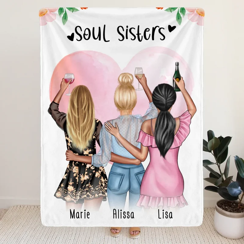 Personalisierte Decke - Beste Freundinnen (3 Freundinnen) - Best Friends