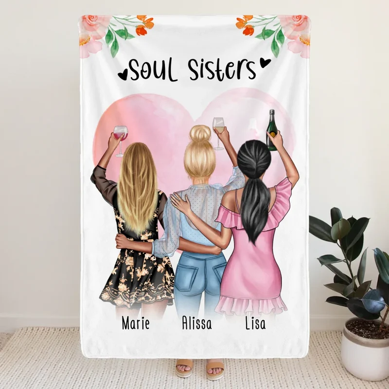 Personalisierte Decke - Beste Freundinnen (3 Freundinnen) - Best Friends