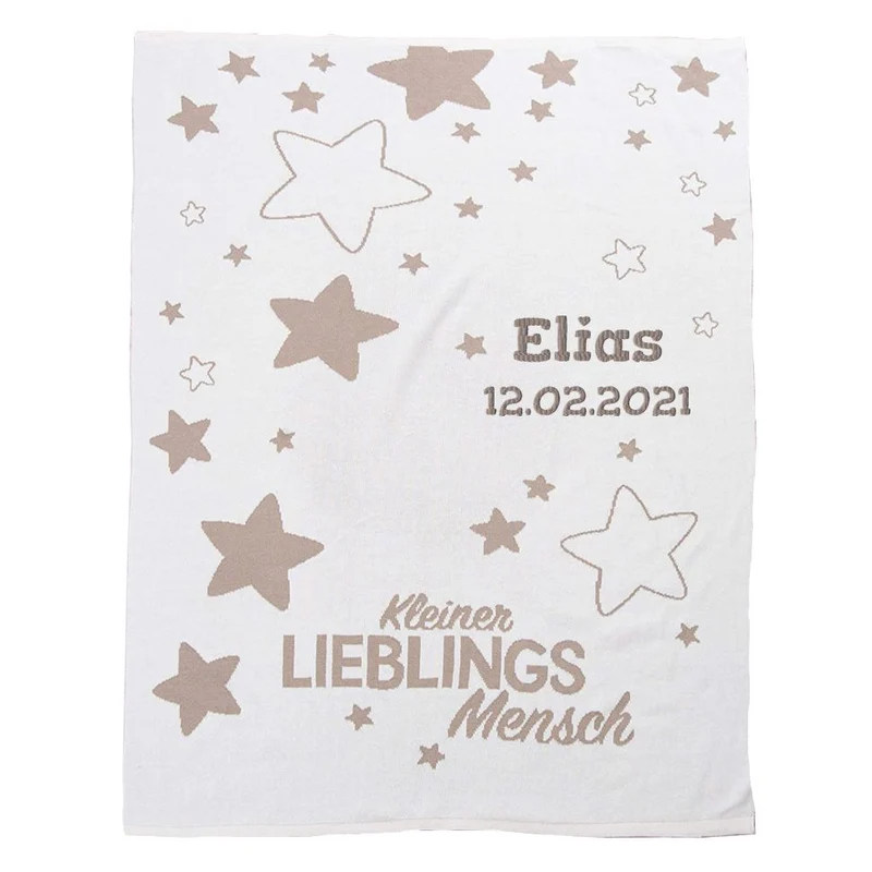 Bio Baumwolldecke Strickdecke mit Namen Babydecke Lieblingsmensch