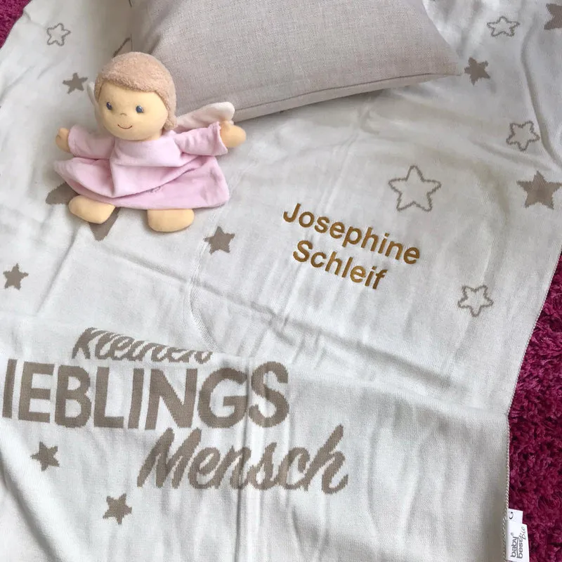 Bio Baumwolldecke Strickdecke mit Namen Babydecke Lieblingsmensch