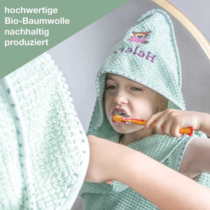 Bio Baumwolle Kapuzenhandtücher mit Namen und Motiv