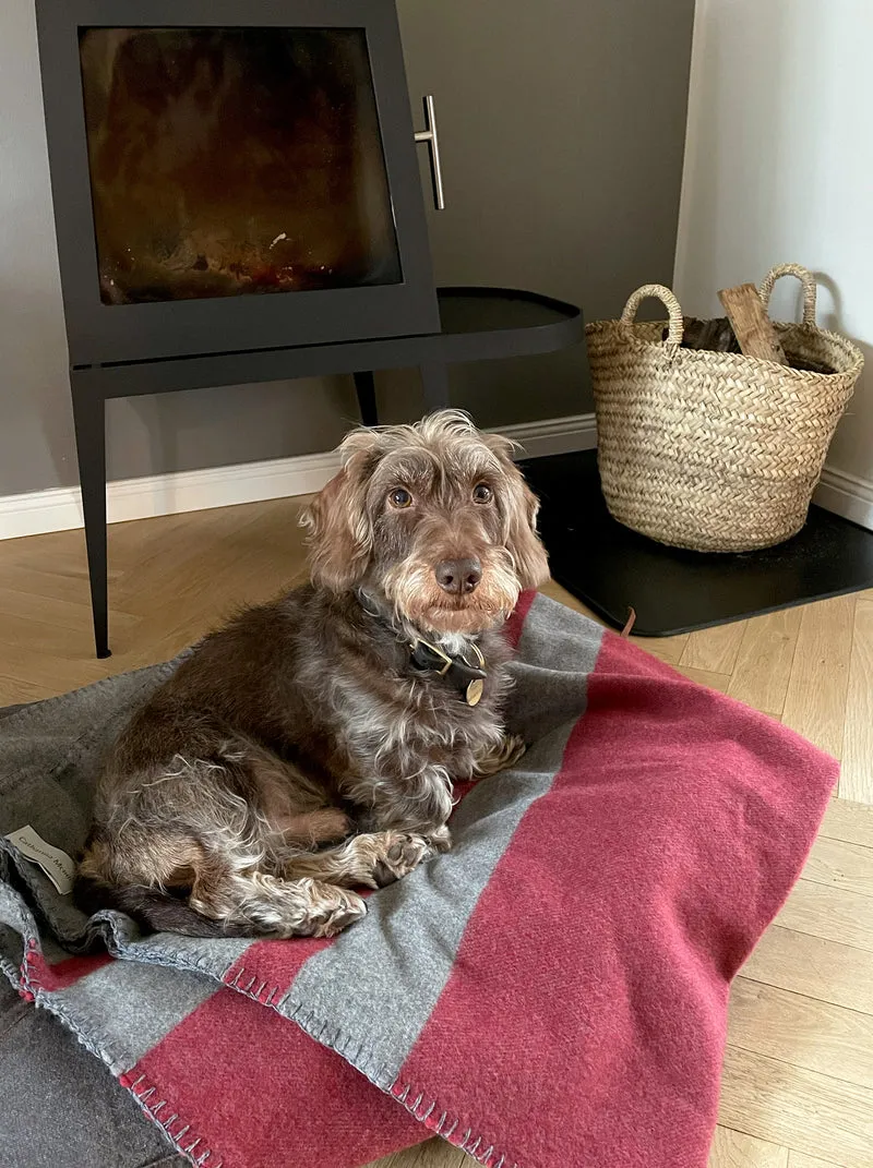 Hundedecke aus Wolle "Woof - Dark Red"