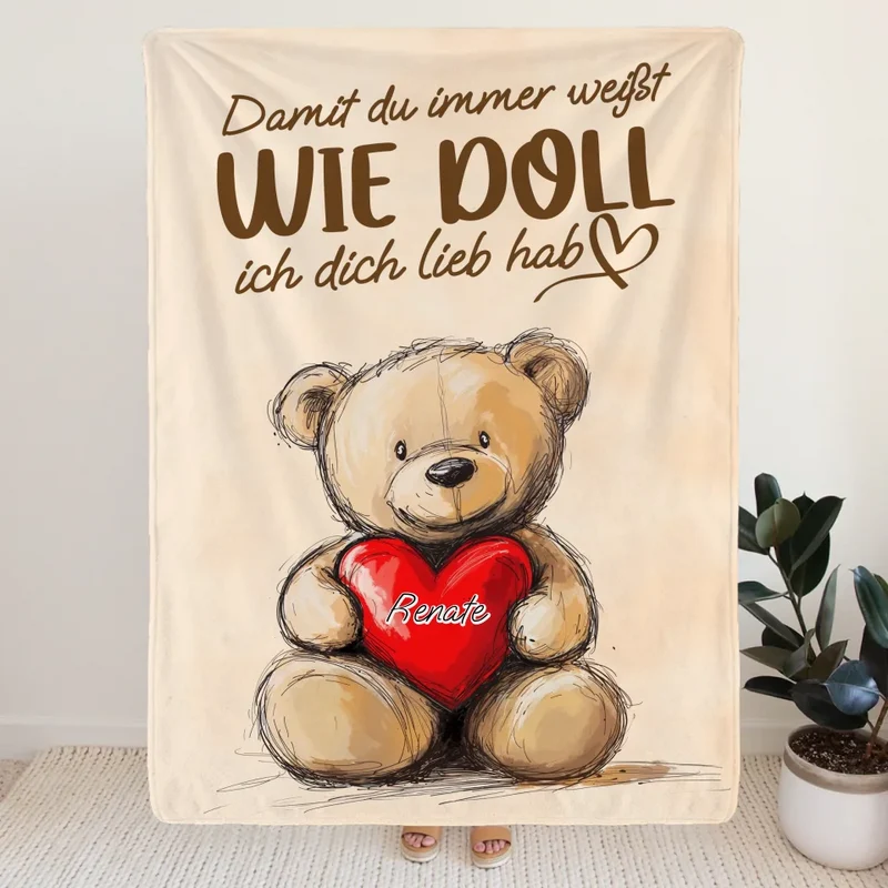 Personalisierte Decke - Damit du immer weißt wie doll ich dich lieb hab