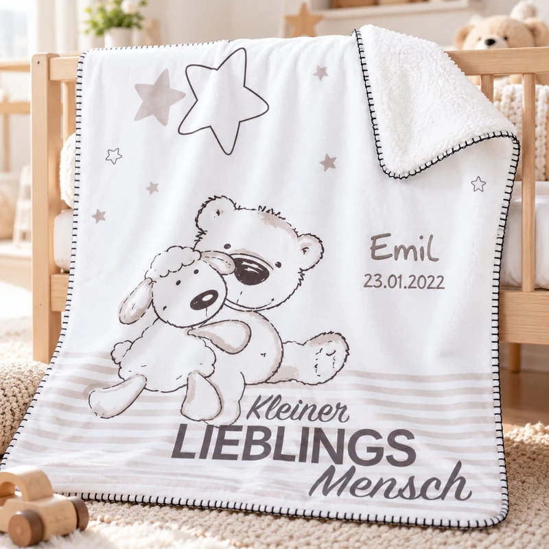 Babydecke mit Namen Lieblingsmensch SuperFlausch DUO