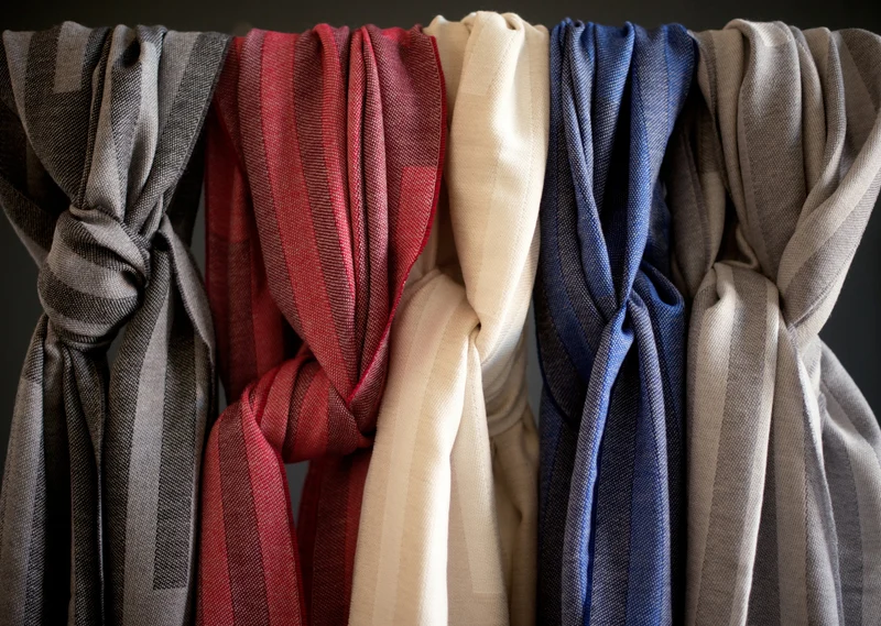 Schal aus Merino "The Stripes Beige"