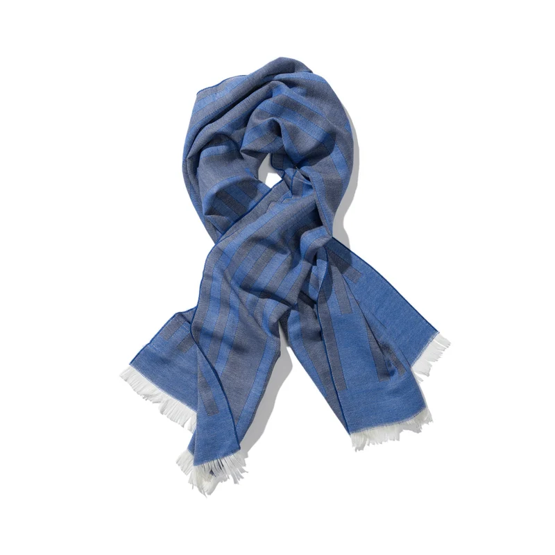 Schal aus Merino "The Stripes Cobalt"