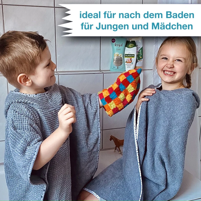 BIO Kinder Badeponcho mit Namen Koala Motiv blau