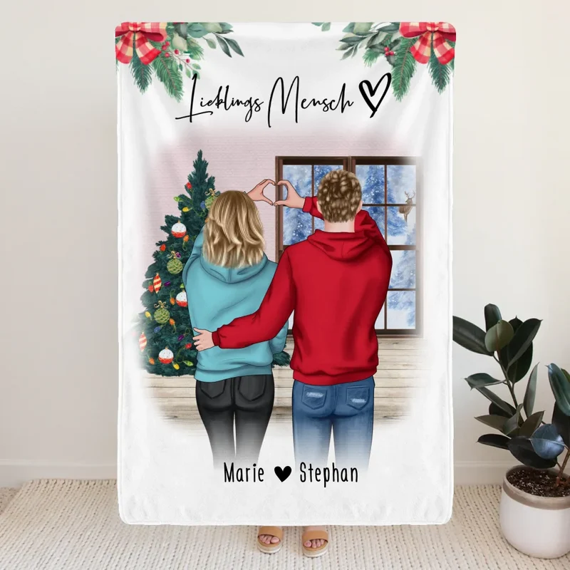 Personalisierte Decke - Paar/Pärchen (stehend) - Weihnachtsdecke